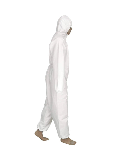 Hooded Disposable Isolation Coveralls For Non Medical Use Lightweight Protective Suit With Hood AAMI Level 1 XL side view