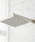 Slick Matte Black Hibiscus Thermostatic Shower System With 1.8 GPM Flow Control overhead shower head with sleek design.