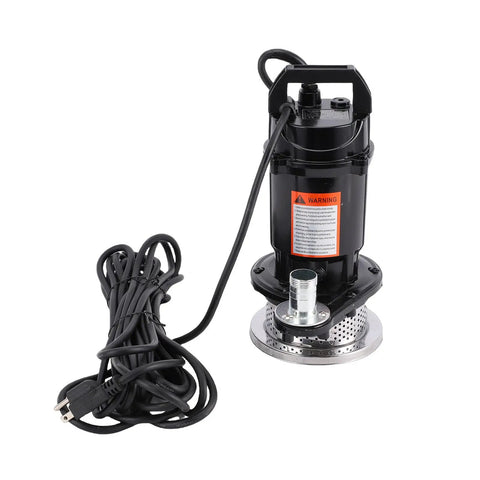 Built Damn Tough Submersible Sump Pump With Pure Copper Motor And Stainless Steel Core For Basement Pond And Garden Irrigation Kicking Out Muddy Water Drain Pump Detachable Filter Rig 110 Volt, featuring black body and attached power cord.
