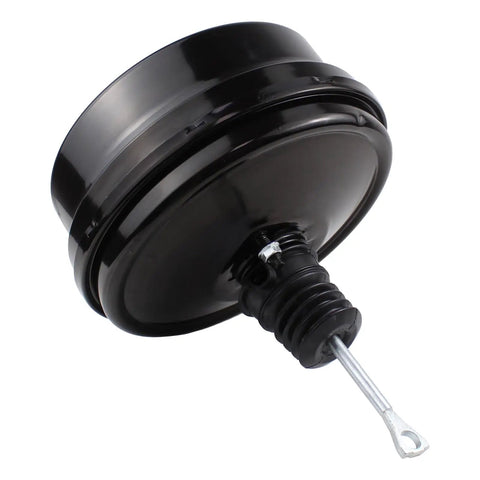 Direct Fit Vacuum Power Brake Booster For Chevrolet Silverado 1500 and GMC Sierra 1500 Trucks 2005 to 2007, black metal unit with connection.