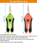 5 Pack Pruning Shears With Gloves Garden Clippers Handheld Straight Stainless Steel Snips in green and orange
