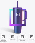 Co Pilot Insulated Travel Mug With Straw And Flip Cap Lids 40 Oz Leak Proof Cup Holder Friendly Keeps Hot Coffee - Aurora Color