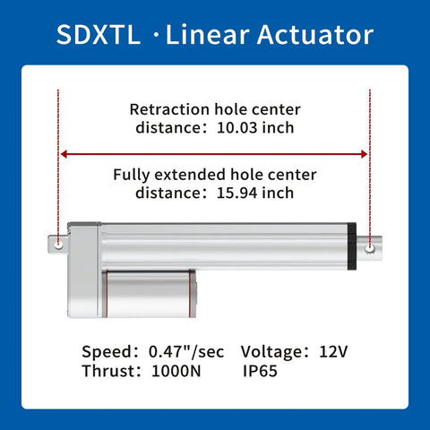 Electric linear actuator with mounting brackets, 12V, 5.9-inch stroke, 1000N thrust, Amazon brand