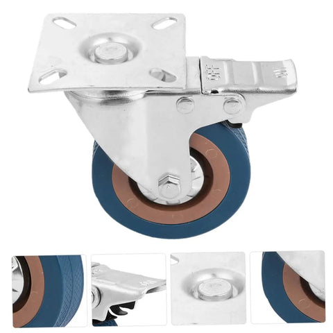 Heavy Duty 2 Inch Pvc Swivel Casters With Lock Brakes Rock Solid Industrial Trays showing steel mounting plate and rubber wheel.