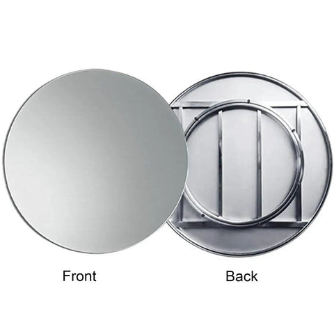Slick Heavy Duty Stainless Steel Lazy Susan Rotating Turntable For Dining Tables Smooth Spinning Serving Tray front and back view