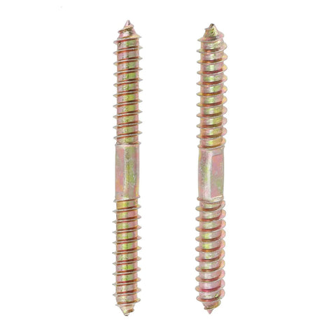 12 Pack Double Ended Screws M10 Hanger Bolts 10x100mm Carbon Steel Heavy Duty Fasteners For Wood And Metal Projects Easy Install And Secure Connection Ideal For Framing Decks Shelves And Heavy Construction Tasks, two bolts on white