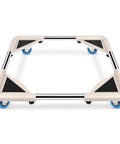 Adjustable Mini Fridge Stand With Mobile Rollers, Four Locking Wheels, Heavy Duty Workhorse Washing Machine Base, Off White front view