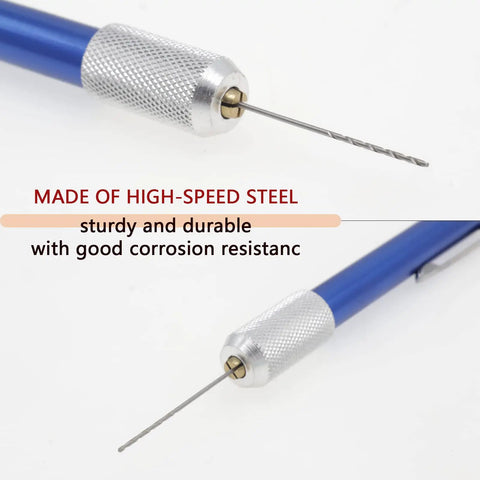 Close-up of mini pin vise tool made of high-speed steel, part of the Top Tier Hss Micro Drill Bit Set 21 Piece Metric Range.3 To 1 Mm.