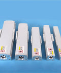 Heavy Duty Fully Enclosed Linear Guide Module With Pro Grade Ball Screw And Built Like A Tank Sliding Table, Five sizes displayed.