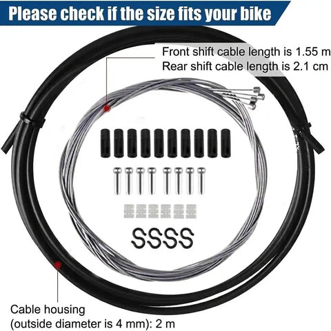 Shifter Cable Kit For Bikes 30 Piece Complete Set With Stainless Steel Inner Wires In 1.55m And 2.1m Plus 2m Housing