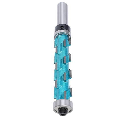 Sturdy 1/2In Shank Carbide Double Bearing Flush Trim Router Bit With 3/4In Cutting Diameter For Smooth Woodworking And Pro Finish Work, blue detail.