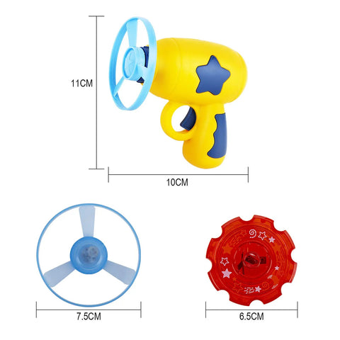 Rad Flying Saucer Toy With Rotating Flash Light Indoor Outdoor Twist Launch Disc Playset For Kids 3 And Up Yellow Launcher
