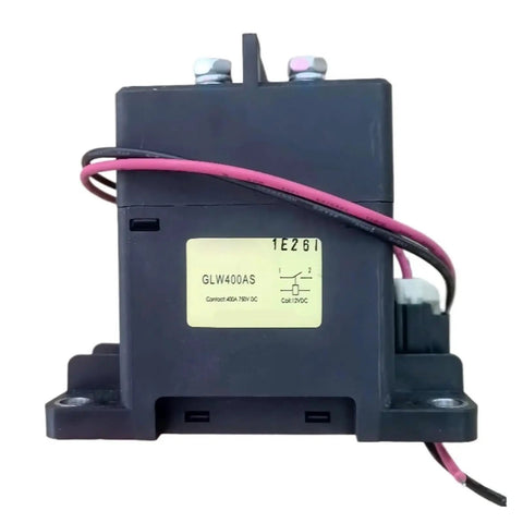 Built Different High Voltage Dc Contactor Coil 12V Control Module With 750V Contact Rating And 400A Switching Capability, black module with pink and black wires.
