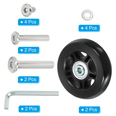 70x19mm Luggage Replacement Wheels Set Of 2 In PU Swivel Caster For Trolley Suitcase Repair Kit With Screws And Washers