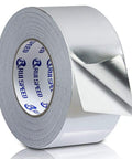 Roll of Heavy Duty Aluminum Foil Tape For HVAC Ducts 2 Inch By 164 Foot 4 Mil Pro Grade Sealing Patch And Repair, partially unrolled.