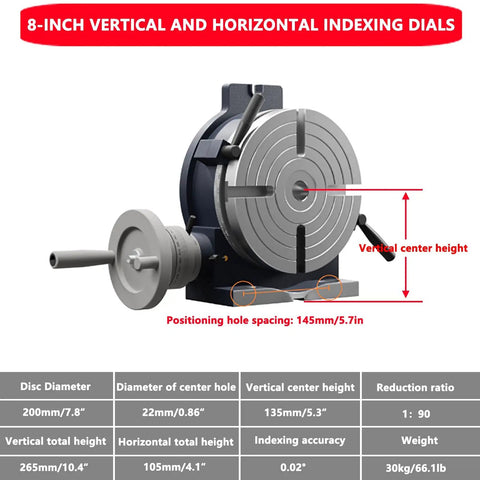 Heavy Duty Cast Iron Indexing Disc Rotary Table Divider For Milling Grinding And Boring Machines Precision Division Plate 8 Inch with dials