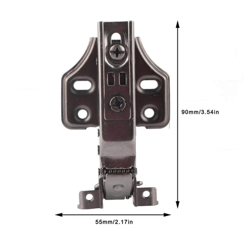 Front view of Soft Close Hydraulic Cabinet Hinge With Adjustable Base No Slam Quiet Opening Black Brushed Aluminum Frame
