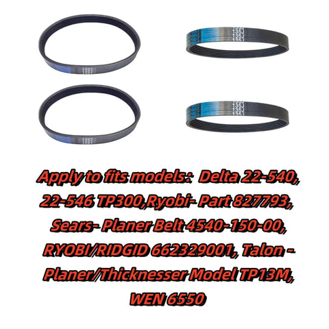 Four Pack 135J6 Poly V Drive Belt For Woodworking Planers Killer Heavy Duty Replacement Part For Slick Operation with multiple belts.