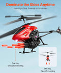 Rad RC Helicopter For Kids With Two Four GHz Remote One Key Takeoff And Landing Altitude Hold Shooting Mode LED Lights