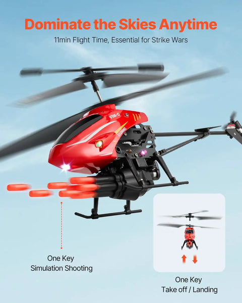 Rad RC Helicopter For Kids With Two Four GHz Remote One Key Takeoff And Landing Altitude Hold Shooting Mode LED Lights