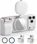 Phone Camera Grip With Light And Wireless Remote, Magnetic Ring, And 360 Degree LED Selfie Light For iPhone And Android visible