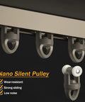 Ultra Thin Aluminum Curtain Track System With Ceiling Mount Seamless Sliding Rod For Heavy Curtains Room Divider Champagne Finish 13 Feet Long 4 Meters, nano silent pulley