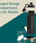 Water Bottle With Hidden Bottom Compartment Secret Storage For Cash Keys Cards Travel Gym Beach Outdoor Use, open showing contents