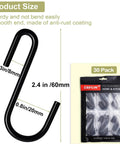 Heavy Duty S Hooks For Wire Shelves 30 Pack Black Hanging Hooks product size and packaging shown