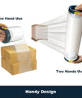 Stretch Wrap Dispenser With Brake And Comfort Grip for one and two-hand use, ergonomic wrap handle for shrink film packing