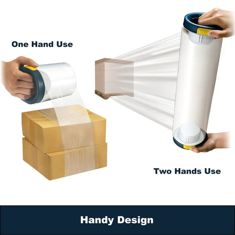 Stretch Wrap Dispenser With Brake And Comfort Grip for one and two-hand use, ergonomic wrap handle for shrink film packing