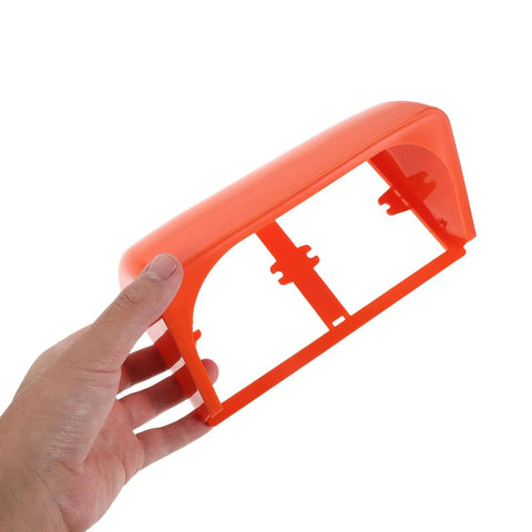 Heavy Duty Outdoor EV Charger Cover With Dual Outlet Socket Protector All Weather Foldable Shield For Electric Vehicles, orange protective shell held in hand.