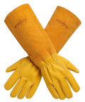 Thorn Proof Gardening Gloves For Men And Women With Thick Cowhide Leather Long Forearm Gauntlets Puncture Resistant Rose Pruning Gloves For Cacti And Blackberries Great For Yard Work Yellow X Large