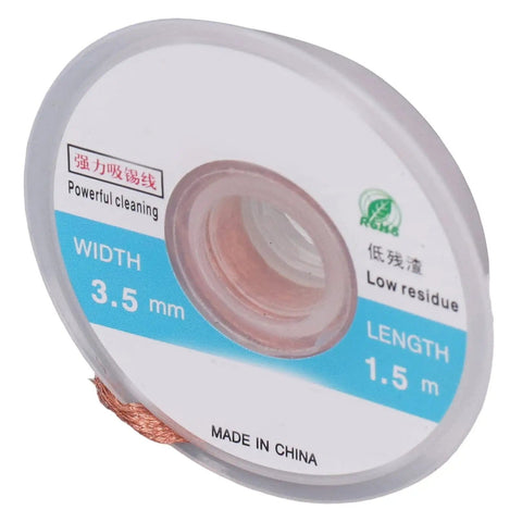 Desoldering Solder Wick Braid For Easy PCB And BGA Cleaning, 3.5 Millimeter Wide By 1.5 Meter Long, Five Piece Wick Set