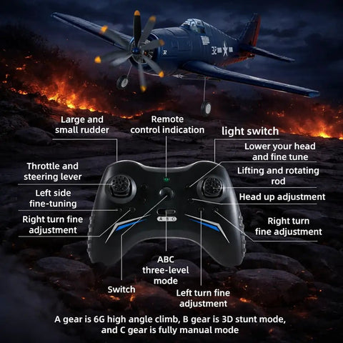 Remote for Realistic F6F Hellcat Inspired RC Plane For Adults And Beginners With 2 4GHz Remote Control Ready To Fly Brushless Motor