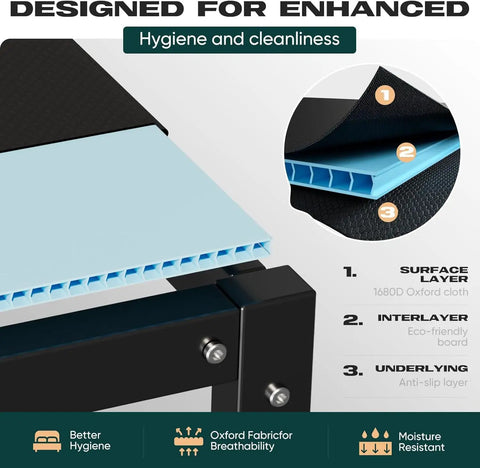 Heavy Duty Queen Bunkie Board Straight Up Solid Hollow Plastic Mattress Support Platform compatible with foam displaying surface layers.