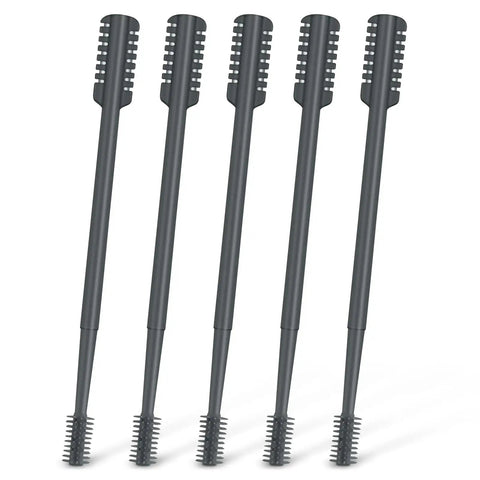 Five 2-In-1 Nose Hair Trimmers With Dual-Sided Blade And Cleaning Brush, compact grooming tool for men and women, shown standing upright.