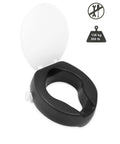 Black 4 Inch Soft Raised Toilet Seat With Lid For Easy Sit Down And Stand Up Handles Included, tool-free clamp-on design