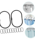Oval Shower Curtain Hooks Set Of 12 For Bathroom No Rust Rings With Snap Closure And Smooth Glide Decorative Hanging Clips Durable Finish