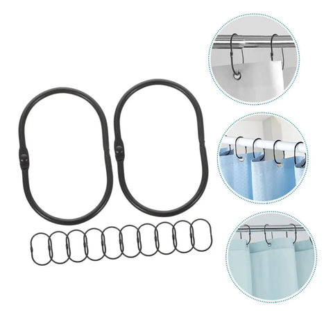 Oval Shower Curtain Hooks Set Of 12 For Bathroom No Rust Rings With Snap Closure And Smooth Glide Decorative Hanging Clips Durable Finish