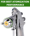 Close-up of the nozzle on Heavy Duty Pressure Feed Air Spray Paint Gun With One Piece Steel Body And Nickel Chromium Coating 1.5mm Nozzle.