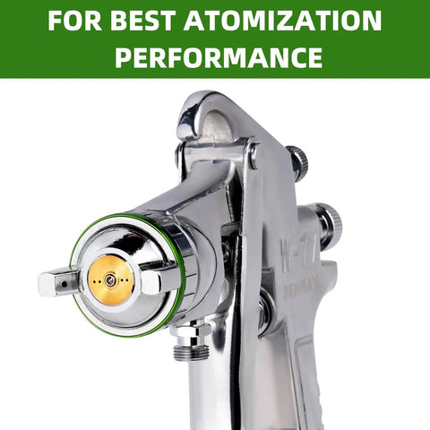 Close-up of the nozzle on Heavy Duty Pressure Feed Air Spray Paint Gun With One Piece Steel Body And Nickel Chromium Coating 1.5mm Nozzle.