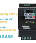 Budget Friendly 220V 380V Variable Frequency Drive Inverter For Bang For Your Buck Speed Control Of 0.75 1.5 2.2 4 5.5KW Motors Three Phase VFD Converter Economical Motor Speed Controller RS485 front view