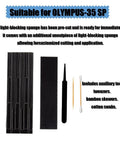 Slick Pre Cut Self Adhesive Light Seal Foam Sponge Repair Kit To Plug Light Leaks On Your Vintage Olympus 35 Sp Film Camera Gear including tools.