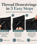 4 Piece Flexible Drawstring Threader Tools Set In Stainless Steel For Quick Cord Repair Re Thread Hoodies And Sweatpants Waistbands Shoes Laces And Elastic Bands Keeps Loose Strings Tidy And Easy To Reuse, step guide