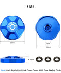Blue Aluminum Alloy Front Fork Cap Suspension Cover For Mountain Bikes And Road Bikes Valve Protector, size details shown