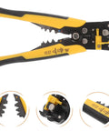 Heavy Duty Automatic Wire Strippers And Crimping Tool Built Tough with yellow and black grips for precise wire cutting and stripping.