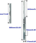 13.5 Inch Drawer Slides Runners With Metal Ball Bearing For Smooth Two Way Telescoping Drawer Track 17mm Wide By 342mm Long Replacement Hardware For Filing Cabinets And Desks Heavy Duty 1 Pair, showing dimensions.
