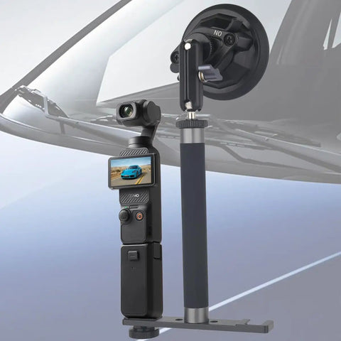 Hardcore Aluminum Extension Rod 1/4 Inch Male Female Thread 5.9 Inch Long Camera Mount for Dash Cam and Action Camera with suction mount.