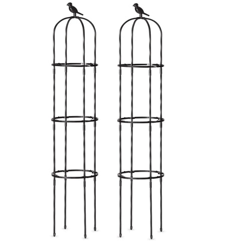 Garden Obelisk Trellis For Climbing Plants, 67-Inch Tall, 12-Inch Wide, 2 Pack, Lightweight Tubular Steel Plant Support, Black