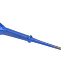 Heavy Duty Seven Inch Scratch Awl Rock Solid Drop Forged Steel Marking Tool With Dead On Precision For Leather Woodworking And Drywall Top Shelf DIY Workhorse with blue handle.